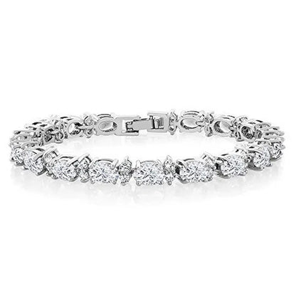 Gem Stone King 925 Sterling Silver Gorgeous Oval and Round Sparkling Cubic Zirconia CZ Tennis Bracelet Jewelry Gift