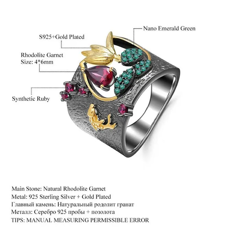 Latest Beautiful Flowers Luxury Vintage Fashion Jewelry  Two-tone zircon  Ruby Cutout Ring Bridal Engagement Wedding Party Anniversary Ring Christmas Mother's Day Gift Jewelry Size US5-11