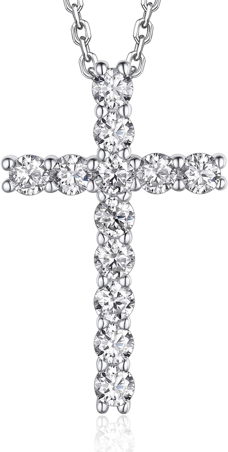 Cross Necklace, Christian Gifts for Her, Moissanite Cross Pendant for Men, 925 Sterling Silver Crucifix Pendant, Religious Gifts for Women and Men