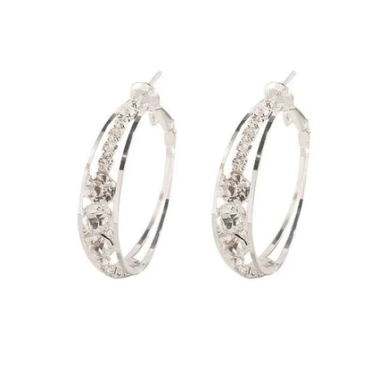 Exquisite Women's 18K Gold Rhinestone Inlaid Big Diamond Hoop Hoop Earrings European and American Fashion Earrings