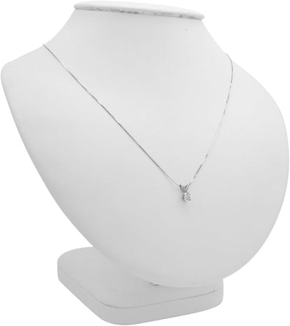 AGS Certified 1/3Ct REAL Diamond Solitaire Pendant Necklace for Women in 14K White Gold on an 18 In. Box Chain