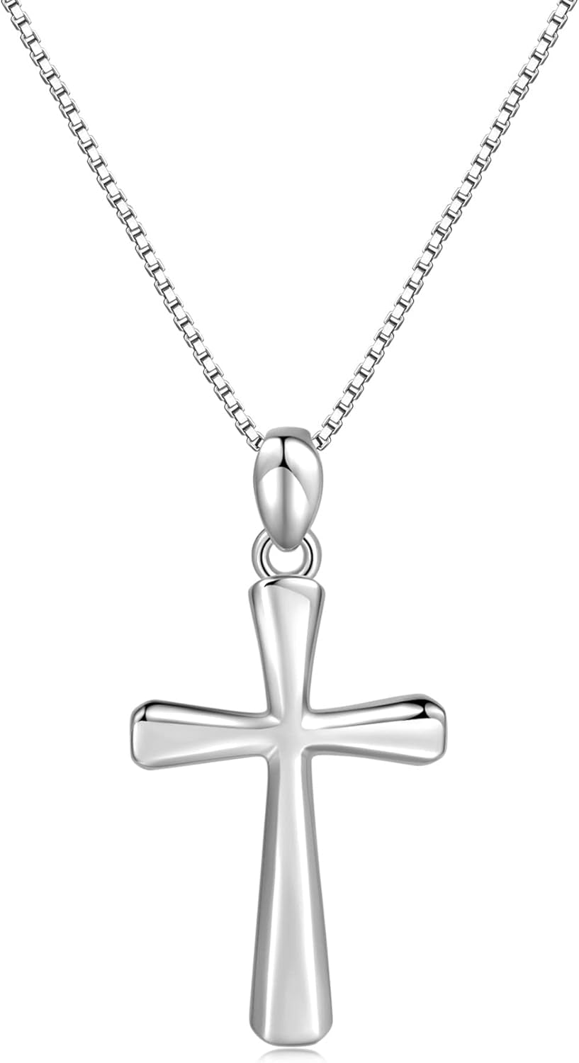 Sterling Silver Cross Necklace for Women 925 Sterling Silver Simple Classic Cross Pendant Necklace Handmade Crosses Religious Jewelry