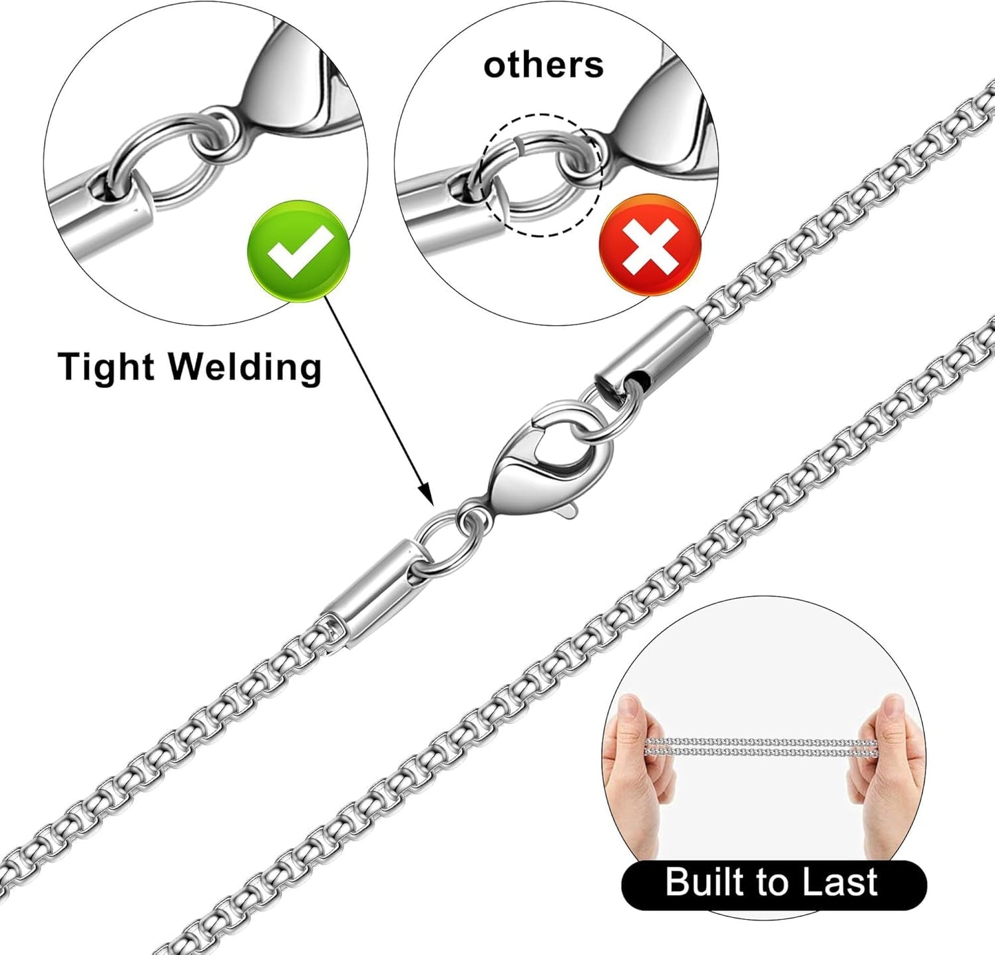 Valentines Gifts - 2 Pcs/3 Pcs Cross Necklace for Men, Silver Black Gold Cross Chain Stainless Steel Cross Pendant Jewelry Gifts for Boys Men 16-30 Inches