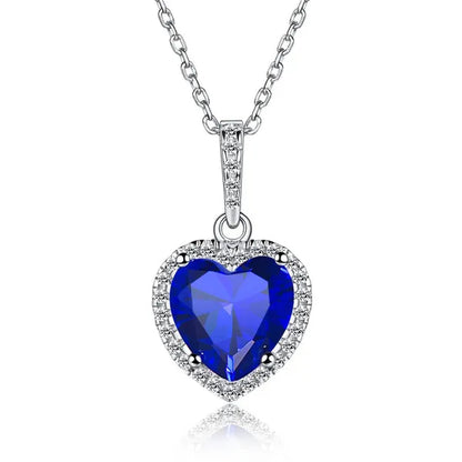 Women'S Birthstone Necklace Ruby/Sapphire/ Amethyst Jewelry 925 Sterling Silver Chain Love Heart Pendant Crystal 12 Month Birth Stones Pendant for Women Girls, 誕生石,Pierre De Naissance,Valentines Gift