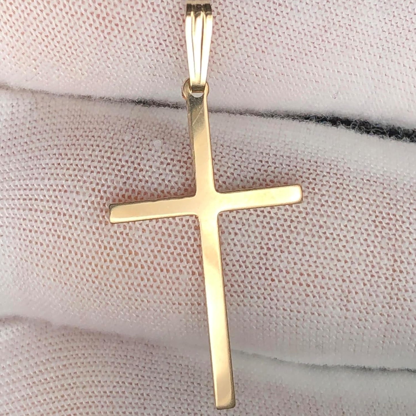 Cross Crucifix Religious Pendant, 1/20 14K Yellow Gold, 1.33 Inch Length, Solid Metal, Unisex, Made in USA