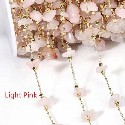 1Yard Stone Chain Crystal Irregular Glass Stone Beads Chains Necklace Bracelet Components For DIY Jewelry Making Findings
