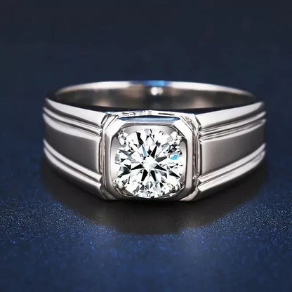 Business Men's Fashion Ring White Zircon Ring Wedding Engagement Party Jewelry Size 7-13