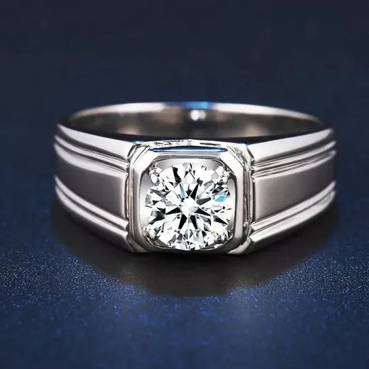 Business Men's Fashion Ring White Zircon Ring Wedding Engagement Party Jewelry Size 7-13