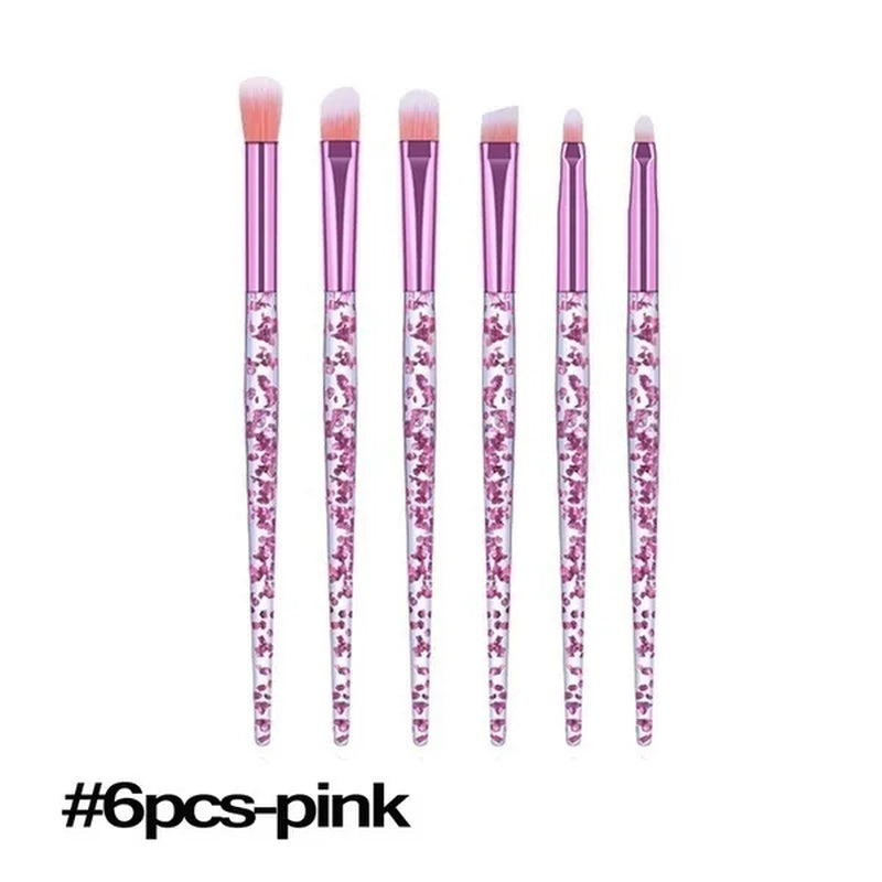 6/10PCS Professional Makeup Brush Diamond Crystal Brush Set Acrylic Handle Foundation Blush Brush Powder Mixed Eye Shadow Tool Kit