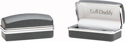 Black White Enamel Square Cufflinks with Presentation Box