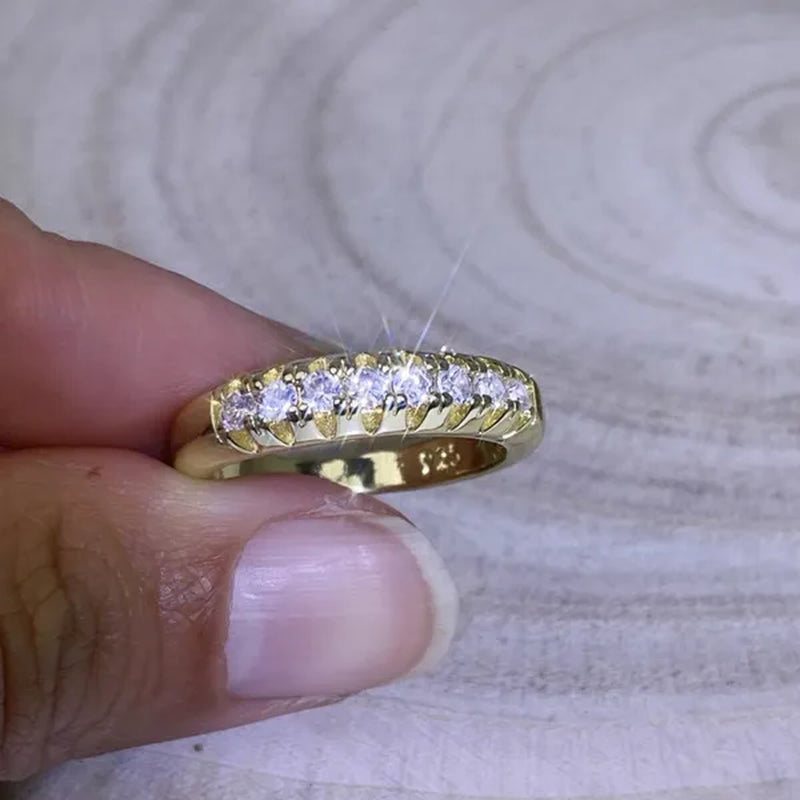Luxury  silver /18K Gold Ring  925 Sterling Silver Womens Ring  White Sapphire Wedding Band Engagement Diamond Ring Fine Jewelry Christmas Gift Size:6 7 8 9 10