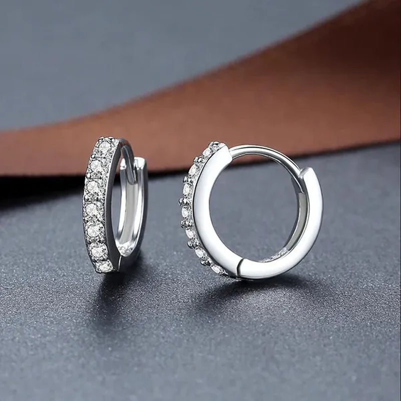 925 Sterling Silver Crystal Circle Earring For Women Making Jewelry Gift Wedding Party Engagement E024