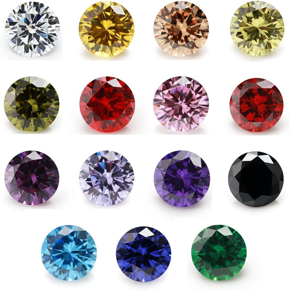 Size 1Mm-10Mm round Cut Cubic Zirconia Stone Loose CZ Stones Mixed 15 Colors Synthetic Gemstone