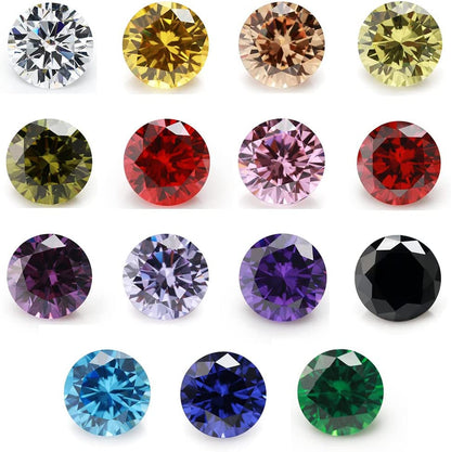 Size 1Mm-10Mm round Cut Cubic Zirconia Stone Loose CZ Stones Mixed 15 Colors Synthetic Gemstone