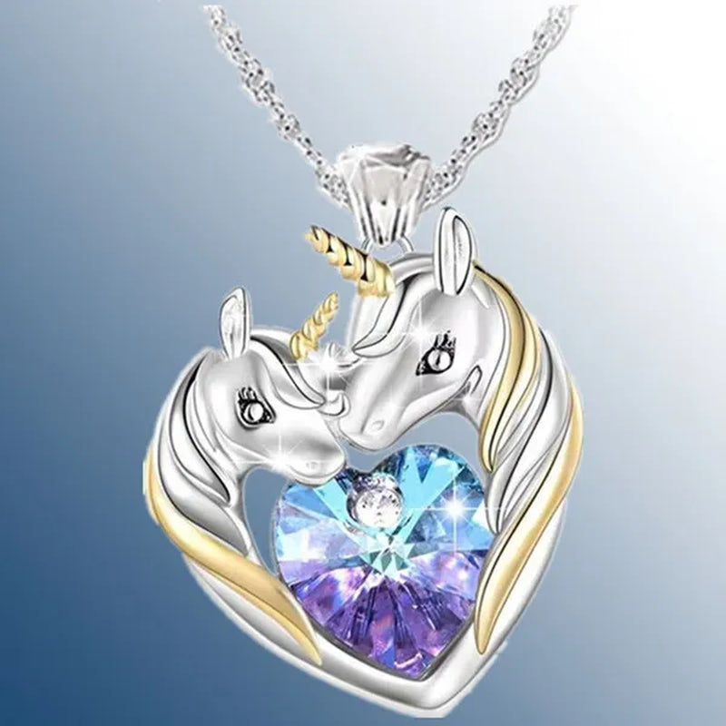 Exquisite Fashion Silvery Women's Fashion Unicorn  Pendant Heart Necklace Elegant Women Lovely Exquisite Banquet Festival Valentine's Day Christmas Eternal Jewelry Anniversary Gift