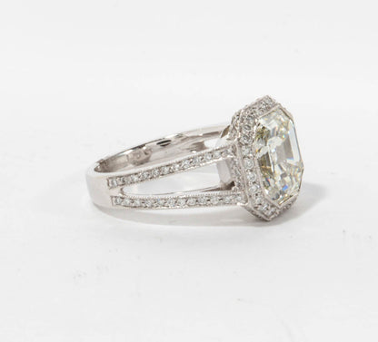 Certified 5.28 Carat Asscher Cut Diamond Platinum Engagement Ring