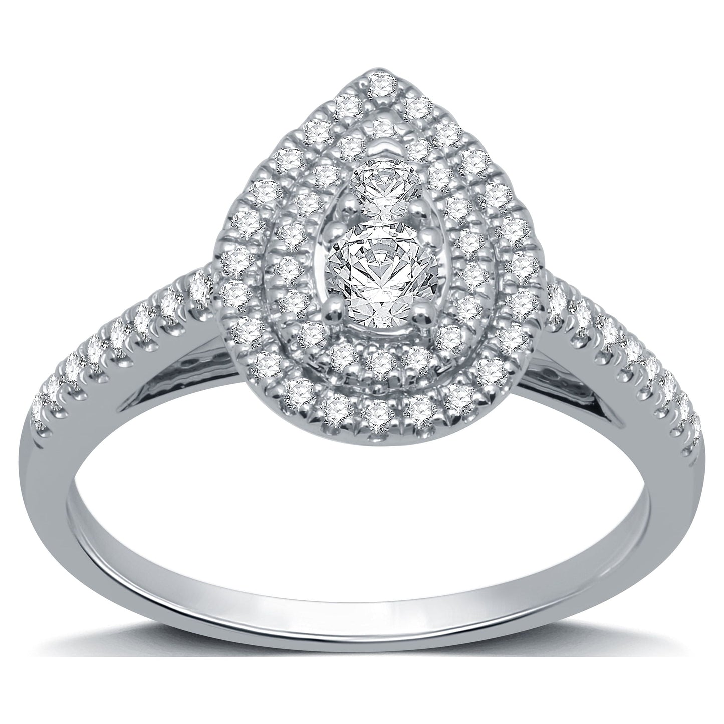 1/2 CTTW Diamond Women'S Pear Halo Engagement Ring 10K White Gold