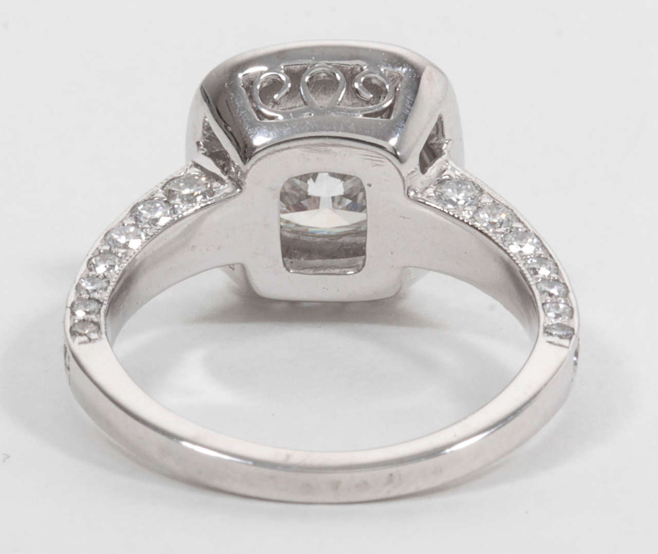 GIA Certified 2.03 Carat Cushion Cut Diamond Platinum Engagement Ring