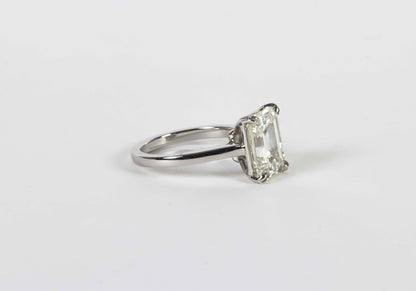 Elegant 4.26 Carat GIA Emerald Cut Diamond Platinum Solitaire Ring