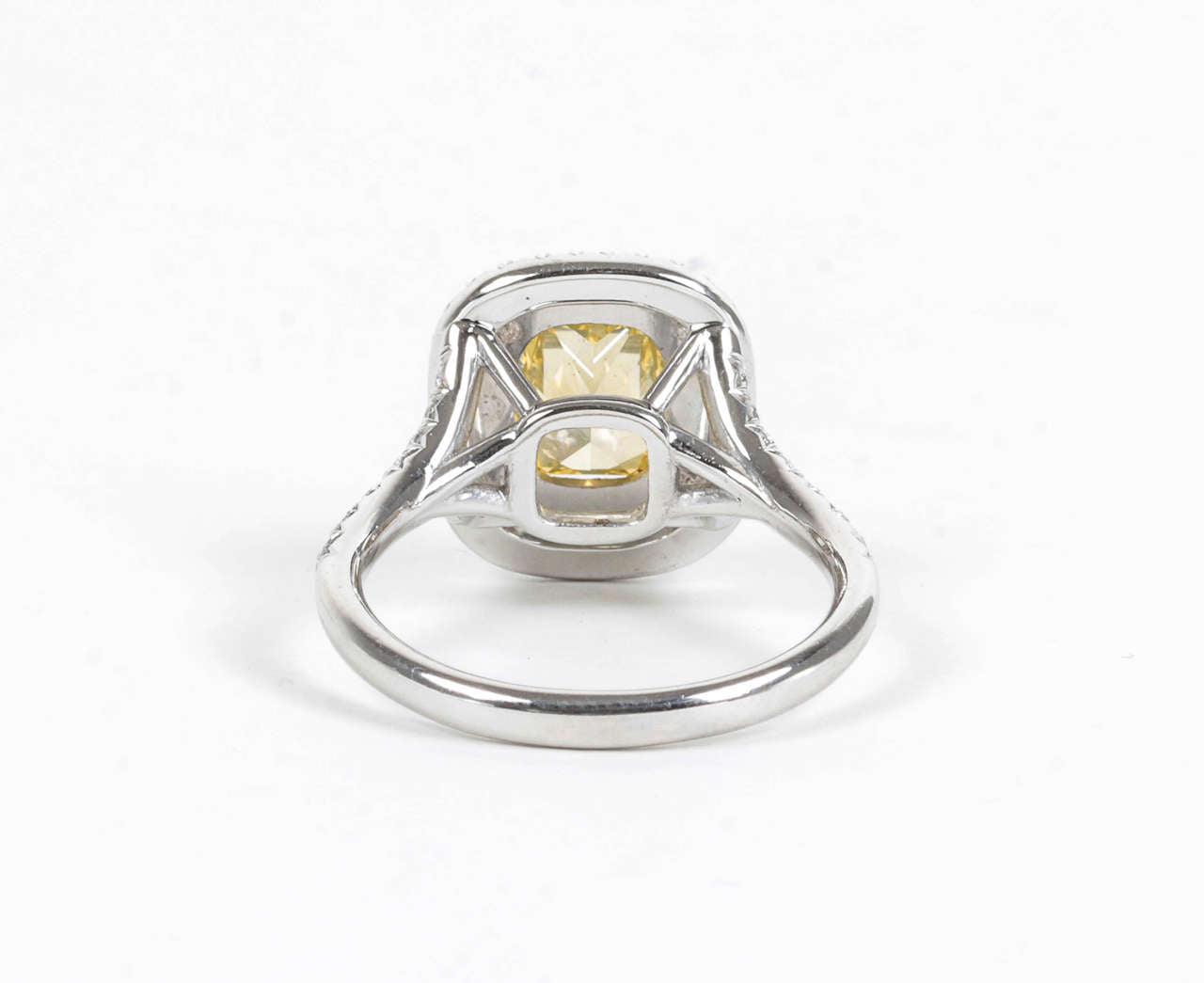GIA Certified 1.54ct Vivid Yellow Cushion Diamond Platinum Ring