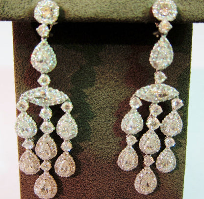 GRACEFUL DIAMOND EARRING DANGLE 2 MARQUISE 14 PEAR SHAPE 222 ROUND SHAPE DIAMOND