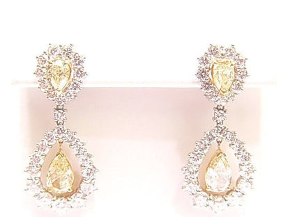 ADORABLE CERTIFIED FANCY YELLOW DIAMOND DANGLE NATURAL PEAR SHAPE DIAMOND
