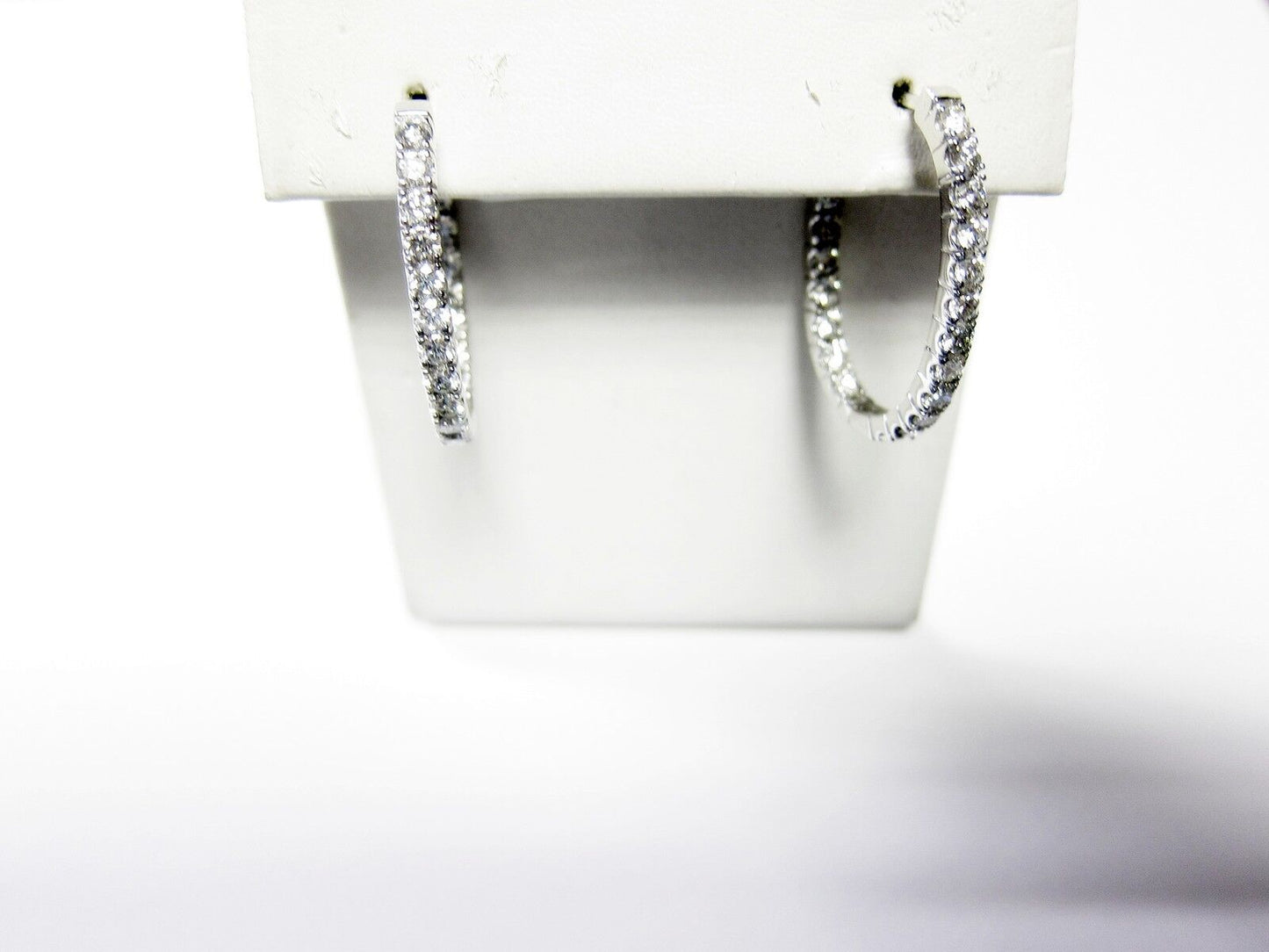 DIAMOND INSIDE OUTSIDE SET HOOP EARRING ROUND BRILLIANT EARRING DIAMOND EARRING