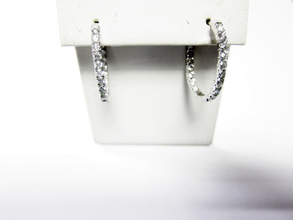 DIAMOND INSIDE OUTSIDE SET HOOP EARRING ROUND BRILLIANT EARRING DIAMOND EARRING