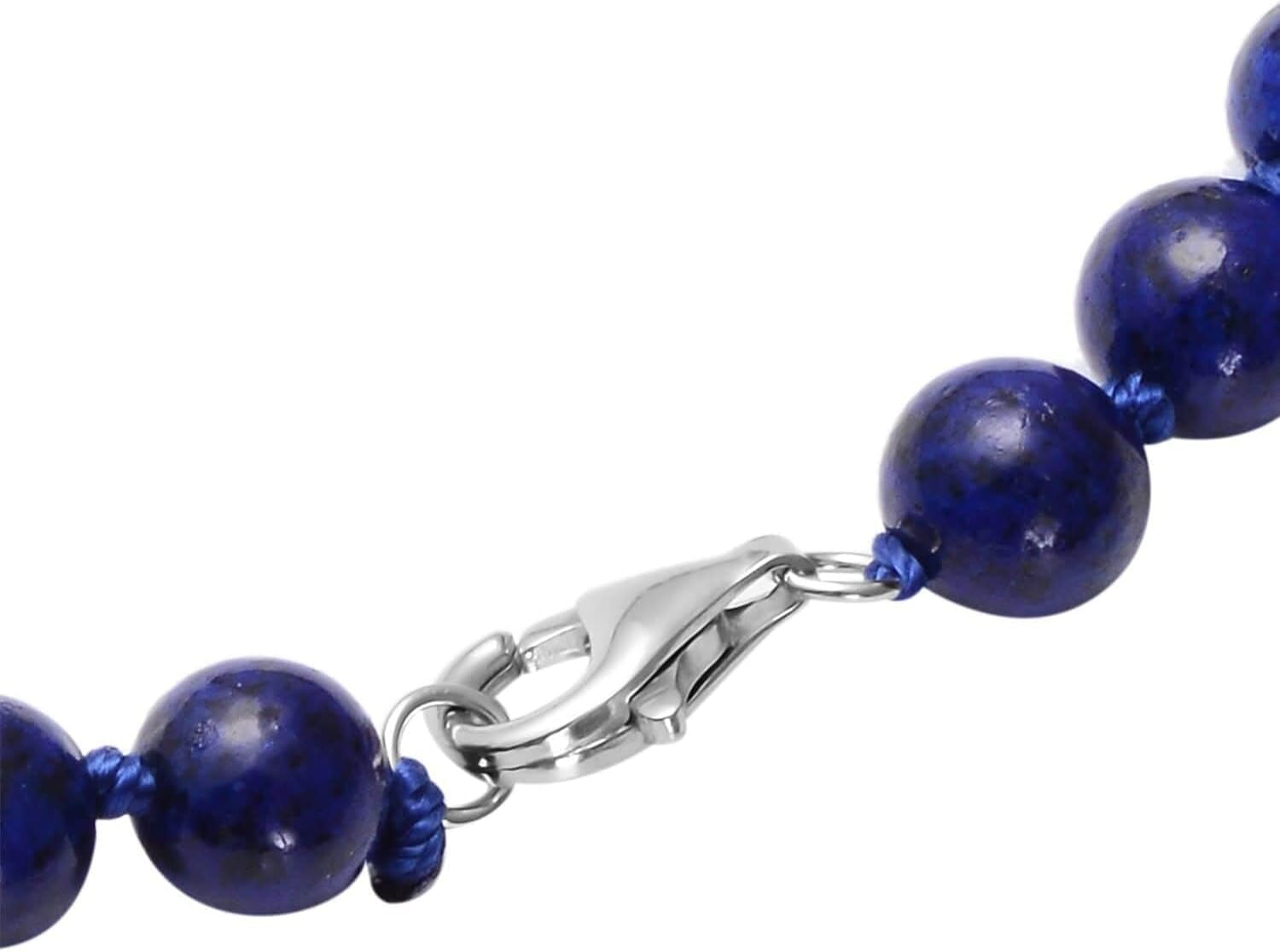 Carved Rose Blue Lapis Lazuli Beaded Necklace for Women 925 Sterling Silver Rhodium Plated Gifts for Women Size 18" Birthday Gifts