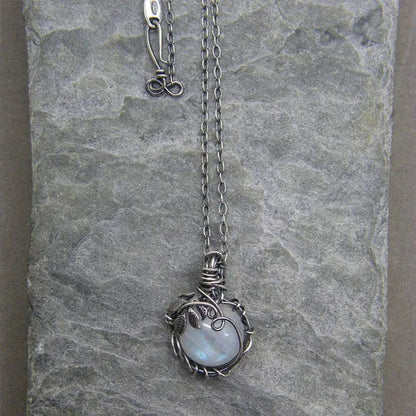 Vintage Opal Necklace Silver Plated Leaf Moonstone Necklace Wedding Engagement Anniversary Party Jewelry Gift