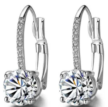 Luxury Solid 14k Gold U Shape Earrings Micro Inlaid Four-claw Round Diamond Earrings Moissanite Crystal Drop Earrings Fashion Bridal Wedding Party Jewelry Anniversary Valentine's Gift