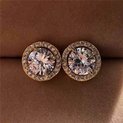 1.25ct Round Moissanite White Diamond Halo Brilliant Cut Stud Earrings 18K White Gold Earrings