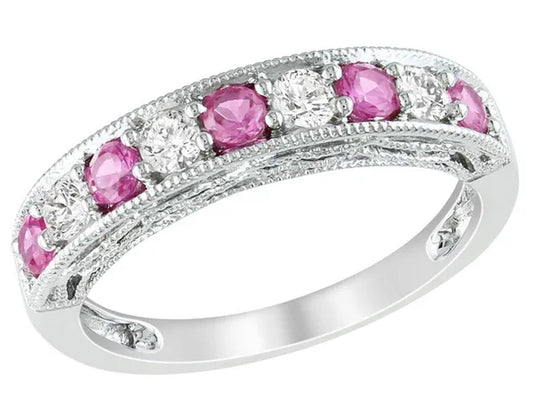 1.25 Carat (Ctw) Lab-Created Pink Sapphire & White Sapphire Ring in Sterling Silver
