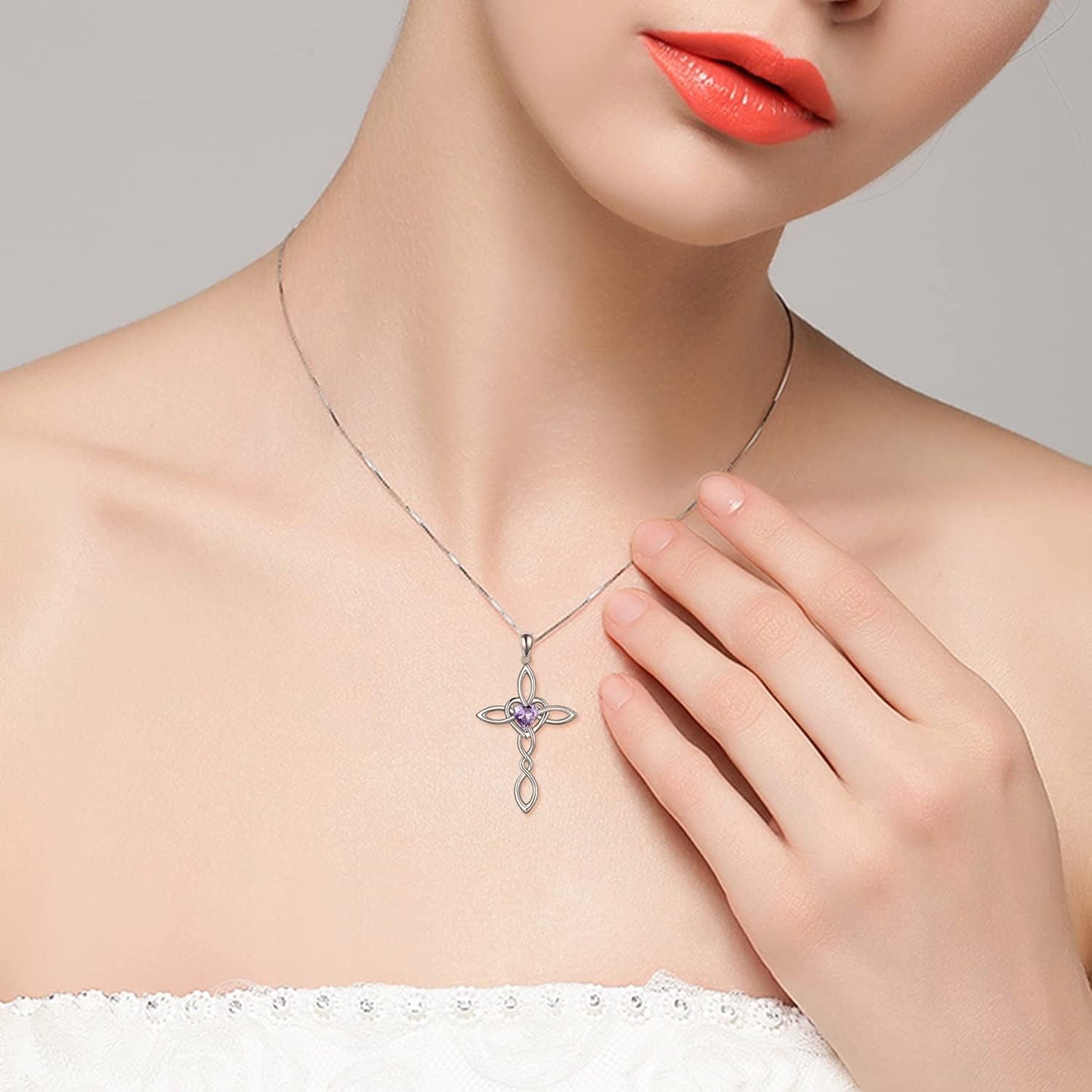 Celtic Knot Cross Pendant Necklace Sterling Silver Religious Irish Infinity Love Heart Irish Celtics Necklace Jewelry Mothers Day Birthday Gifts for Women Girls