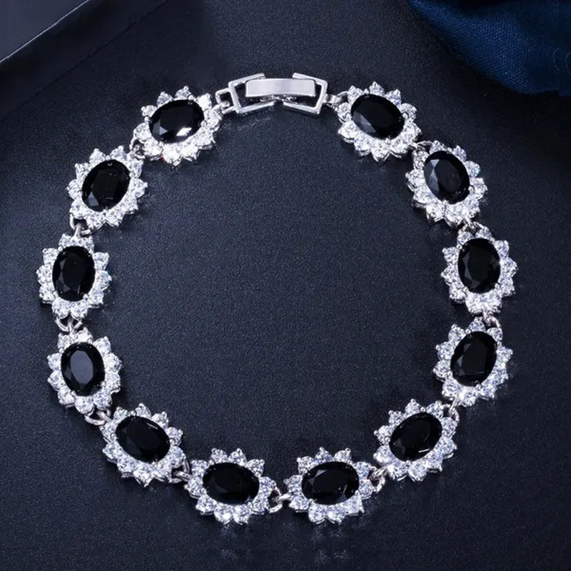GLORIYA Summer New Bracelets Bangles for Women Red Cubic Zirconia Stone 925 Sterling Silver Plated Fashion Style Jewelry（Size :18 cm）