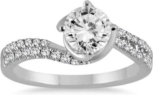 AGS Certified 1 1/5 Carat TW Diamond Engagement Ring in 14K White Gold (I-J Color, I2-I3 Clarity)