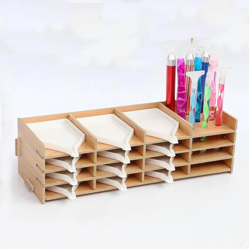 Diamond Painting Tool Tray Point Drill Pen Wood Organizer Holder Detachable Diamond Embroidery Accessories