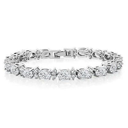 925 Sterling Silver Gorgeous Oval Ruby Amethyst Aquamarine Sapphire and round Sparkling Cubic Zirconia CZ Tennis Bracelet Jewelry Gift