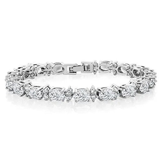 925 Sterling Silver Gorgeous Oval Ruby Amethyst Aquamarine Sapphire and round Sparkling Cubic Zirconia CZ Tennis Bracelet Jewelry Gift