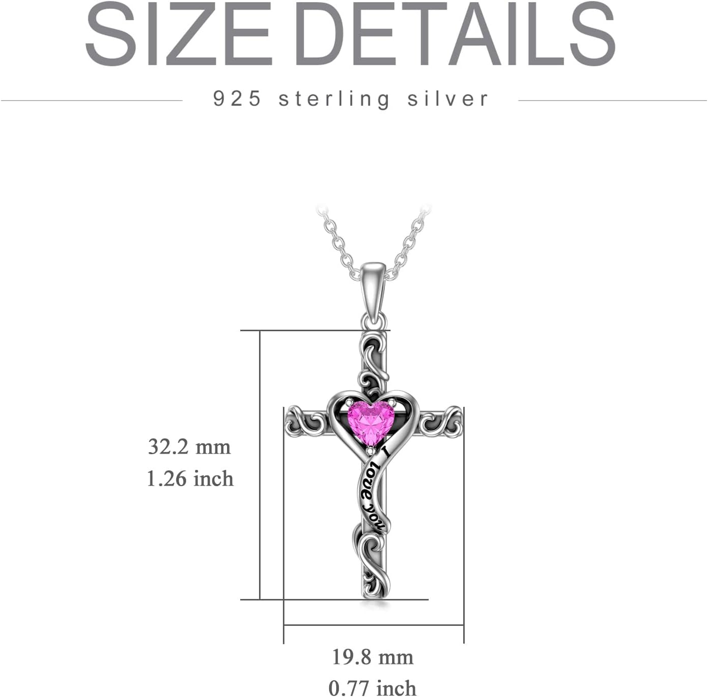 Cross Necklace for Women Girls 925 Sterling Silver Cross Birthstone Necklace Religious Necklace Faith Jewelry Gifts for Women Teen Girls I Love You Gifts for Her