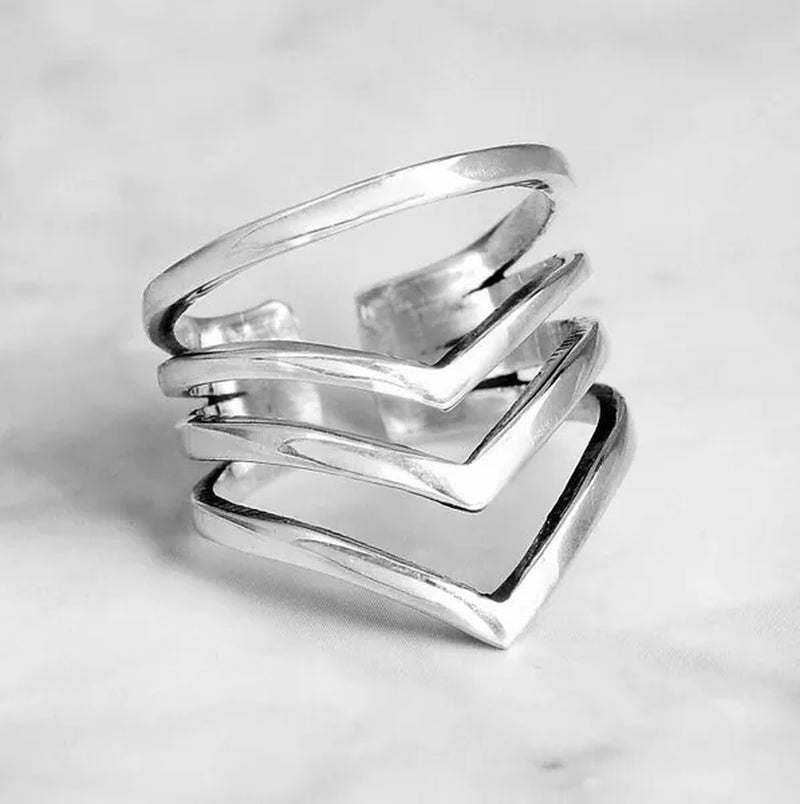 ANTIQUE DESIGN Sterling Silver Ring for Women Boho Thumb Chunky Adjustable Men's Women's Meditation Statement Jewelry