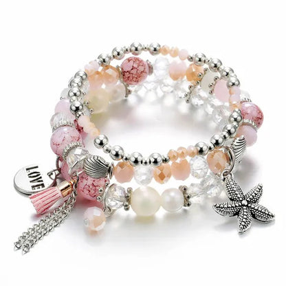 RAVIMOUR 3pcs Set Crystal Bracelets for Women Vintage Star Love Bracelet Female Jewelry Tassel Stone Charms Wristband Gift 2018