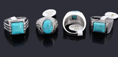 10pc Wholesale Lots Natural Green Turquoise Stone Silver P Ring Jewelry FREE