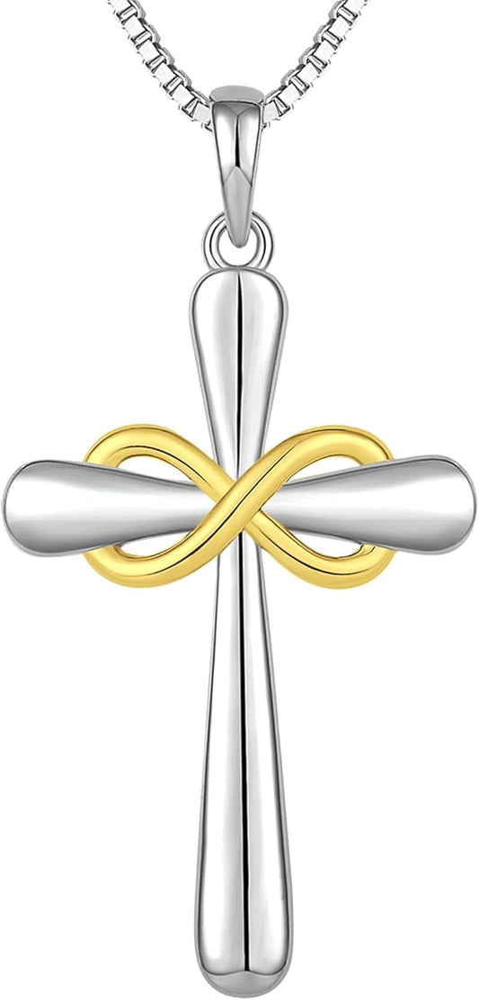 Cross Necklace 925 Sterling Silver Infinity Pendant Ankh Criss Jewelry for Women