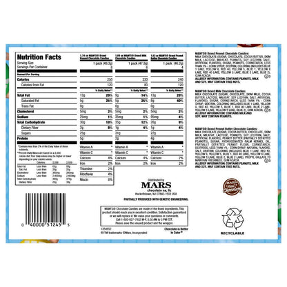 Peanut, Peanut Butter & Milk Chocolate Variety Pack Full Size Milk Chocolate Candy Assortment, 30.58 Oz 18 Ct
