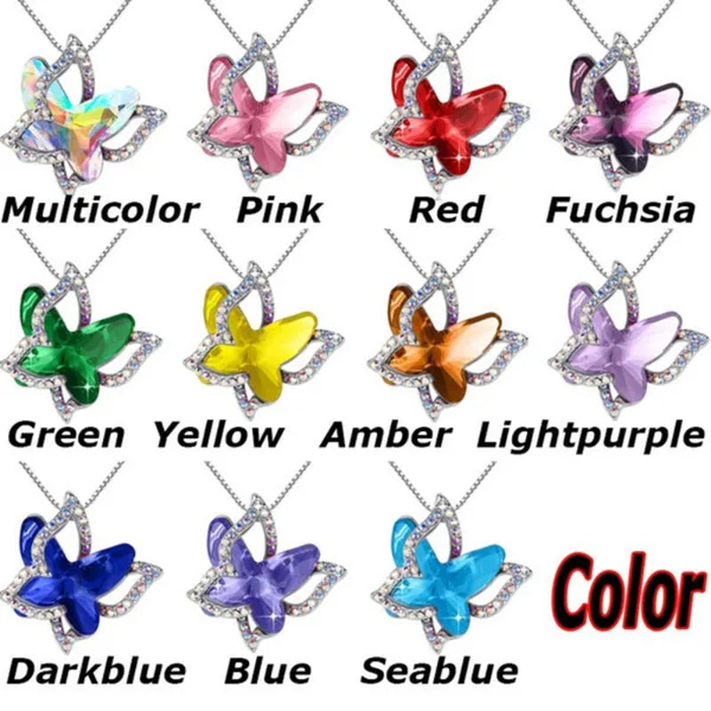 Fashion Crystal Butterfly Necklace Zircon Hollow Out Butterfly Pendant Engagement Necklaces for Women Insect Butterfly Jewelry Charm Accessories Birthday Party Anniversary Gift