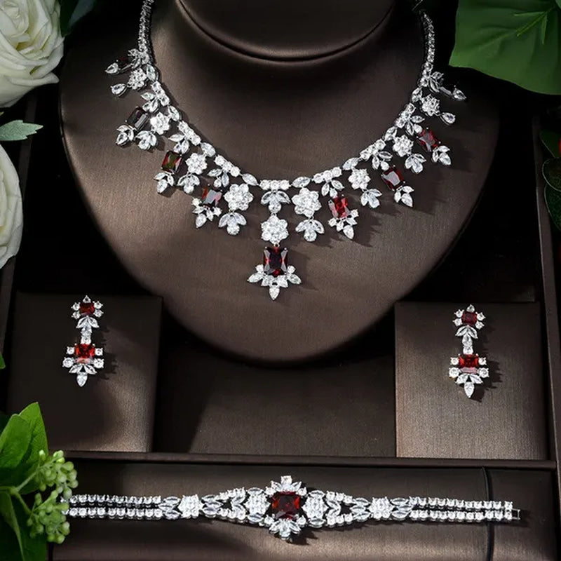 CANDICE Luxury Brilliant Citrine Bridal Wedding Party Jewelry Set for Brides Pave Yellow AAA CZ Stone Flower Drop Dangle Earrings Necklace Bracelet Sets