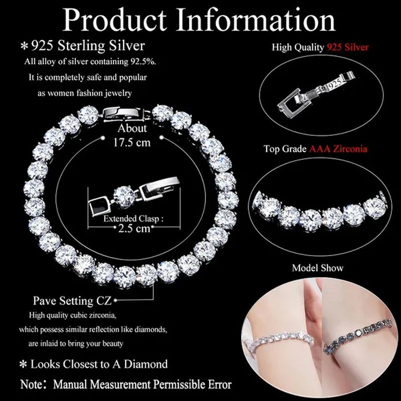 Gloriya Perfect 0.5 Carat Round Cut Mystic Rainbow Crystal Silver Plated Fashion Ladies Tennis Bracelet For Women Jewelry