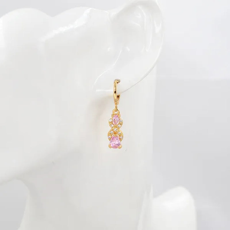 Women Green Cubic Zirconia CZ Teardrop Dangle Earrings Gift For Girl