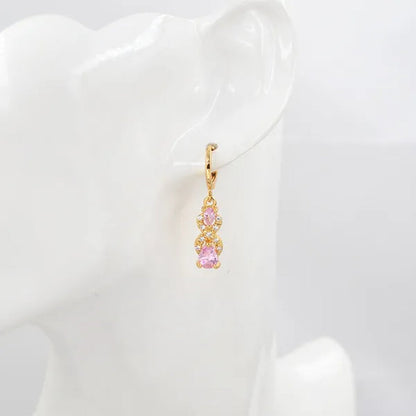 Women Green Cubic Zirconia CZ Teardrop Dangle Earrings Gift For Girl